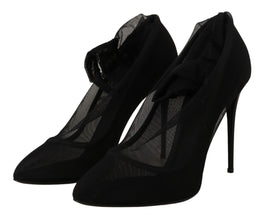 Black Tulle Stretch Boots Pumps Shoes Dolce & Gabbana