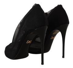 Black Tulle Stretch Boots Pumps Shoes Dolce & Gabbana
