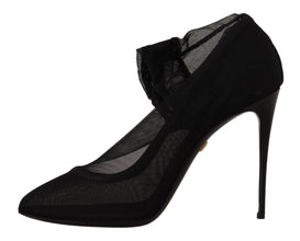 Black Tulle Stretch Boots Pumps Shoes Dolce & Gabbana