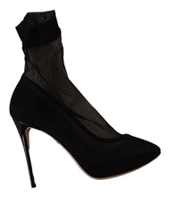 Black Stretch Tulle Stretch Boots Shoes Dolce & Gabbana
