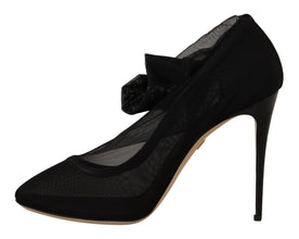 Black Stretch Tulle Stretch Boots Shoes Dolce & Gabbana