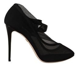 Black Stretch Tulle Stretch Boots Shoes Dolce & Gabbana