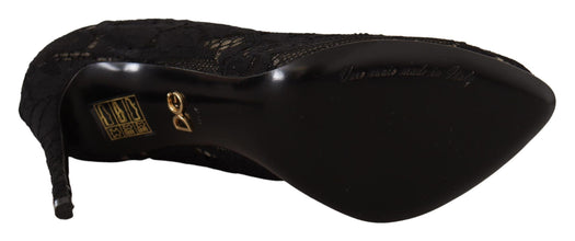 Black Stretch Socks Taormina Lace Boots Shoes Dolce & Gabbana