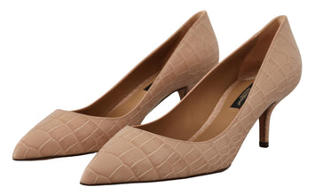 Beige Leather Pointed Heels Pumps Shoes Dolce & Gabbana