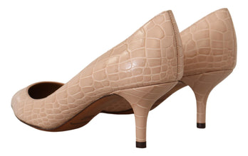 Beige Leather Pointed Heels Pumps Shoes Dolce & Gabbana