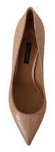 Beige Leather Pointed Heels Pumps Shoes Dolce & Gabbana