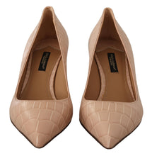 Beige Leather Pointed Heels Pumps Shoes Dolce & Gabbana