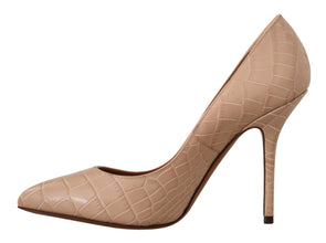 Beige Leather Bellucci Heels Pumps Shoes Dolce & Gabbana
