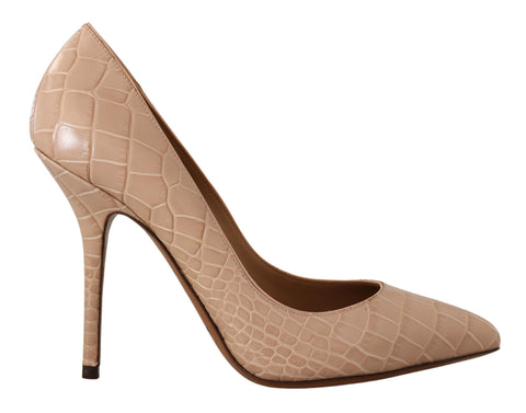 Beige Leather Bellucci Heels Pumps Shoes Dolce & Gabbana