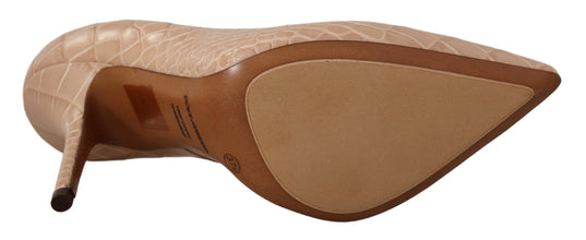 Beige Leather Bellucci Heels Pumps Shoes Dolce & Gabbana