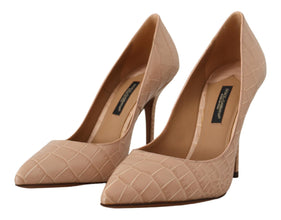 Beige Leather Bellucci Heels Pumps Shoes Dolce & Gabbana