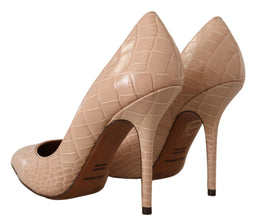 Beige Leather Bellucci Heels Pumps Shoes Dolce & Gabbana
