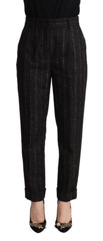 Black Striped High Waist Tapered Pants Dolce & Gabbana