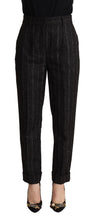 Black Striped High Waist Tapered Pants Dolce & Gabbana