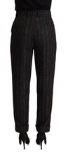 Black Striped High Waist Tapered Pants Dolce & Gabbana