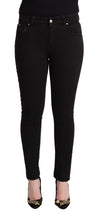 Black Cotton Mid Waist Denim Slim Fit Jeans Dolce & Gabbana
