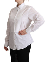 White Cotton Dress Collared Long Sleeves Shirt Top Dolce & Gabbana