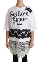 White Fashion Sinner Cotton Lace T-shirt Top Dolce & Gabbana