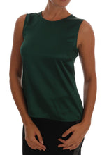 Dark Green Silk Sleeveless Round Neck Tank Top Dolce & Gabbana