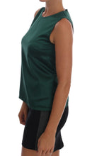 Dark Green Silk Sleeveless Round Neck Tank Top Dolce & Gabbana