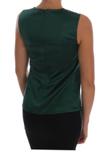 Dark Green Silk Sleeveless Round Neck Tank Top Dolce & Gabbana