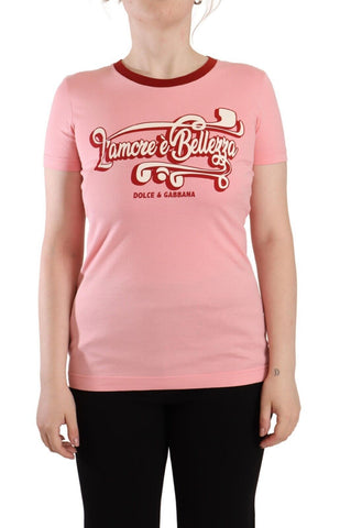 Pink Cotton Short Sleeves Crewneck T-shirt Top Dolce & Gabbana