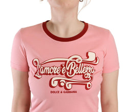 Pink Cotton Short Sleeves Crewneck T-shirt Top Dolce & Gabbana