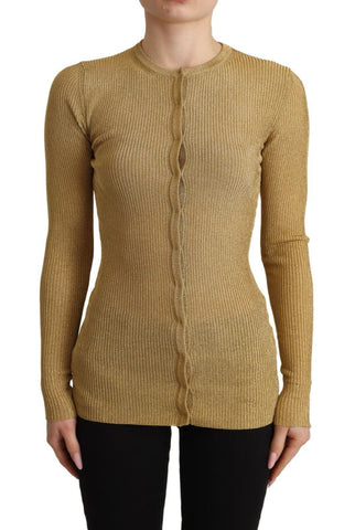 Gold Viscose Blend Buttons Cardigan Sweater Dolce & Gabbana