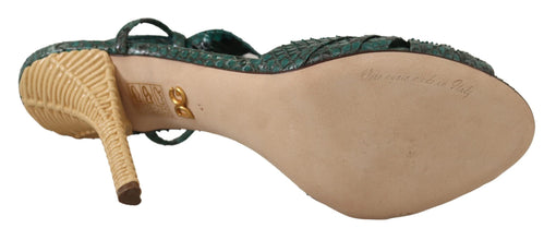 Green Python Strap Sandals Heels Shoes Dolce & Gabbana