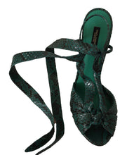Green Python Strap Sandals Heels Shoes Dolce & Gabbana
