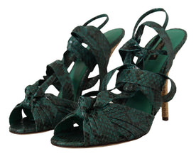 Green Python Strap Sandals Heels Shoes Dolce & Gabbana