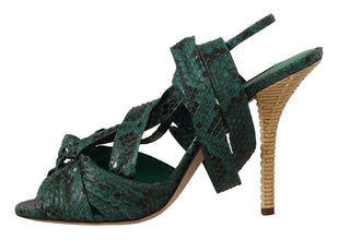 Green Python Strap Sandals Heels Shoes Dolce & Gabbana