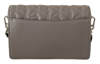 Elegant Grey Leather Crossbody Bag Karl Lagerfeld