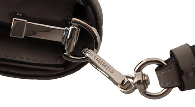 Elegant Grey Leather Crossbody Bag Karl Lagerfeld