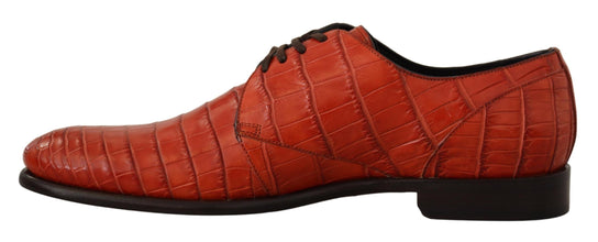 Orange Exotic Leather Dress Derby Shoes Dolce & Gabbana