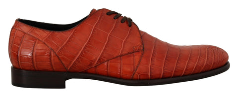 Orange Exotic Leather Dress Derby Shoes Dolce & Gabbana