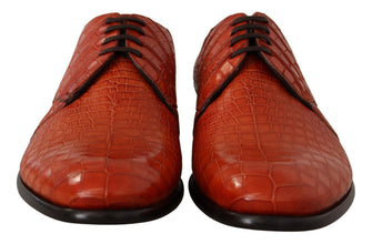 Orange Exotic Leather Dress Derby Shoes Dolce & Gabbana