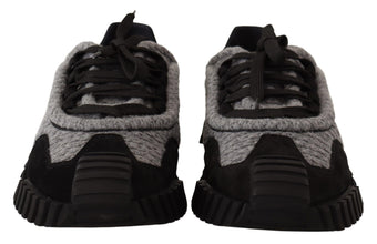 Dolce & Gabbana Black Gray Fabric Lace Up NS1 Sneakers Shoes
