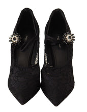 Black Lace Crystals Heels Mary Jane Pumps Shoes Dolce & Gabbana