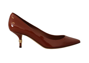 Brown Kitten Heels Pumps Patent Leather Shoes Dolce & Gabbana