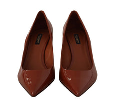 Brown Kitten Heels Pumps Patent Leather Shoes Dolce & Gabbana