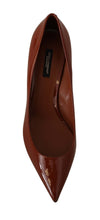 Brown Kitten Heels Pumps Patent Leather Shoes Dolce & Gabbana