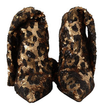Gold Leopard Sequins Heels Boots Shoes Dolce & Gabbana