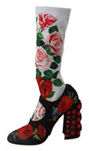 Black Floral Socks Crystal Jersey Boots Shoes Dolce & Gabbana
