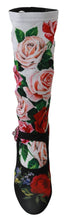 Black Floral Socks Crystal Jersey Boots Shoes Dolce & Gabbana
