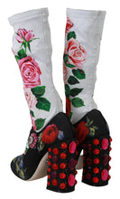 Black Floral Socks Crystal Jersey Boots Shoes Dolce & Gabbana