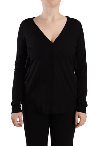 Black Wool V-neck Long Sleeves Pullover Top Dolce & Gabbana