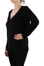Black Wool V-neck Long Sleeves Pullover Top Dolce & Gabbana
