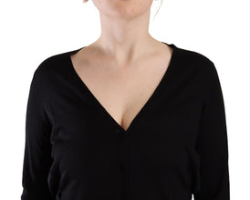 Black Wool V-neck Long Sleeves Pullover Top Dolce & Gabbana