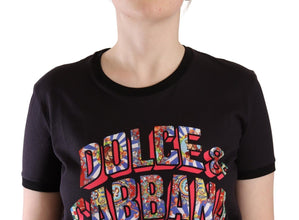 Black Logo Print Cotton Crew Neck Tee T-shirt Dolce & Gabbana